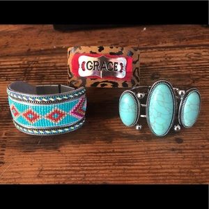 Three faux stone bracelets